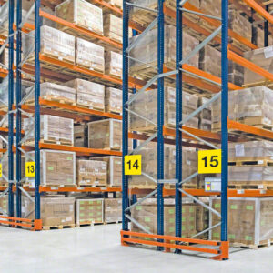 Orange pallet racking.